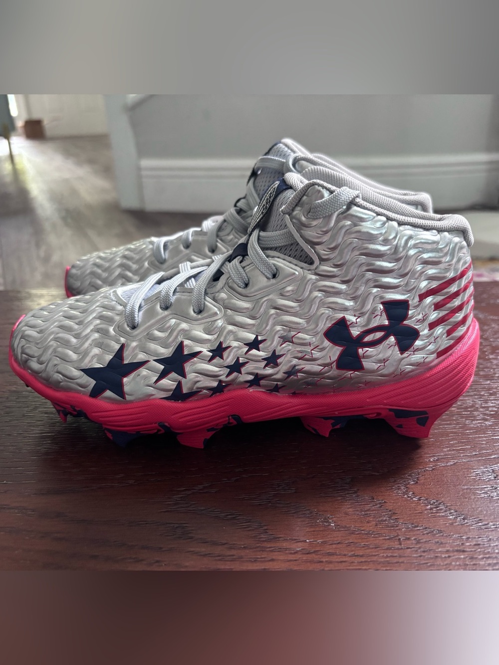 Under Armour Kids Silver, Red, Navy Americana Cleats